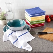 Hastings Home Set of 16 Kitchen Dish Cloth, 12.5x12.5", 100-percent Absorbent Cotton, Waffle Weave, 4 Colors 833727UVX